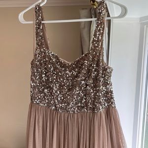 ASOS maya deluxe muted blush square neck maxi dress sequin women size 6 Medium